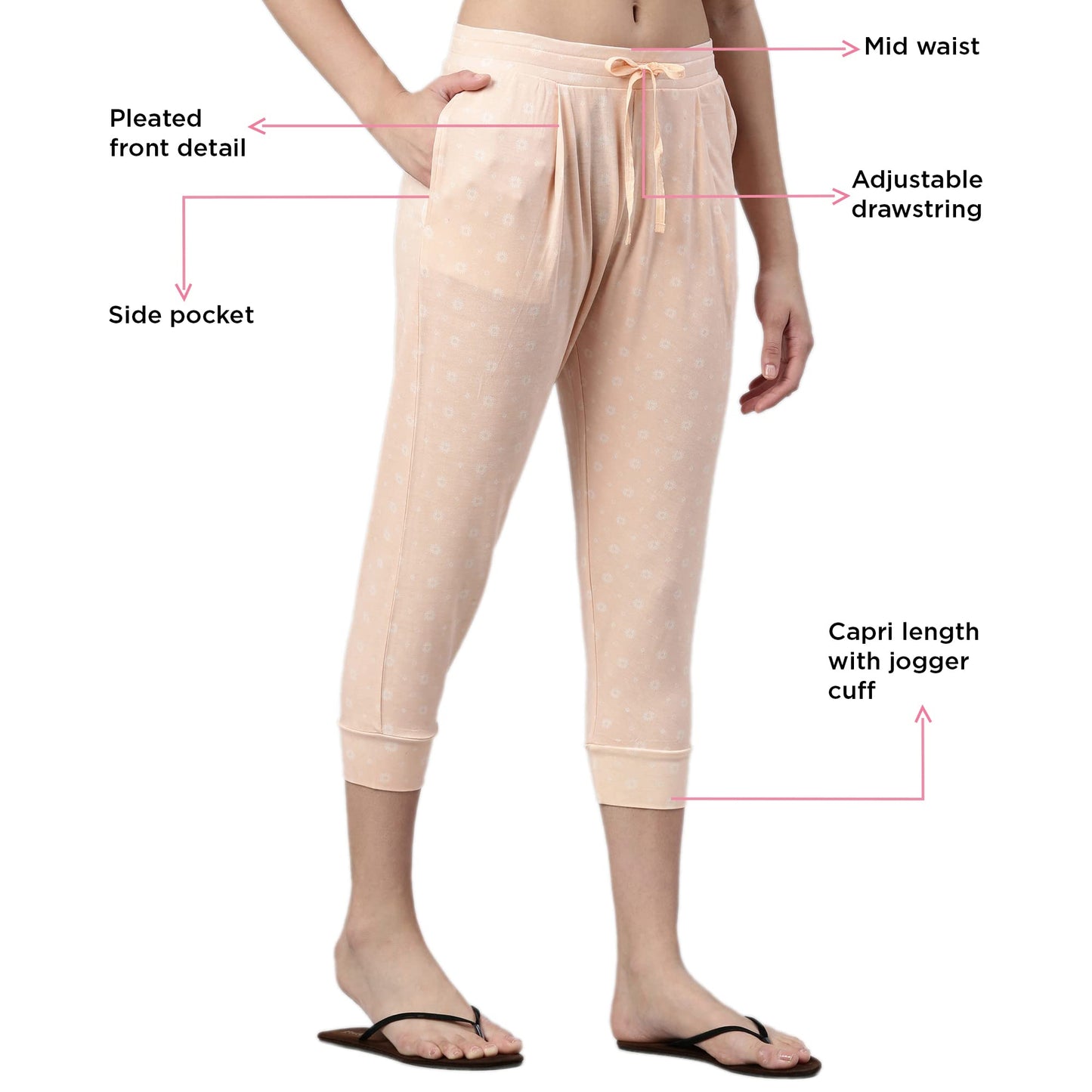 Enamor EC16 Home Tee and Capri Set for Women with All Over Print