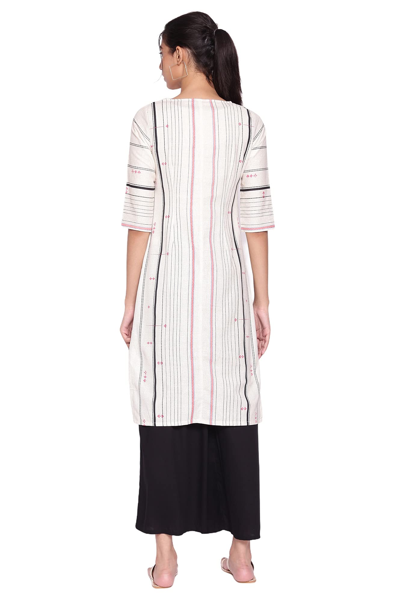 W for Woman Women's Striped Regular Kurta