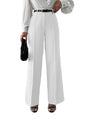 Shasmi Womens Solid White Color High Waist, Wide Straight-Leg Loose Fit, Front Button Closure, Simple Daily Casual Long Pants w