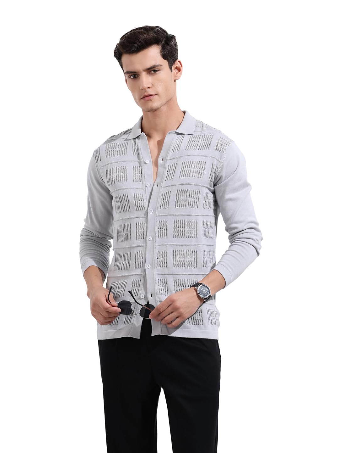 The Indian Garage Co Mens Slim Fit Textured Collar Half Sleeves Polo T-Shirt