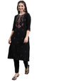 Ketch Women Threeforth Sleeve Regular Fit Ethnic Set Khk3000927 Black S
