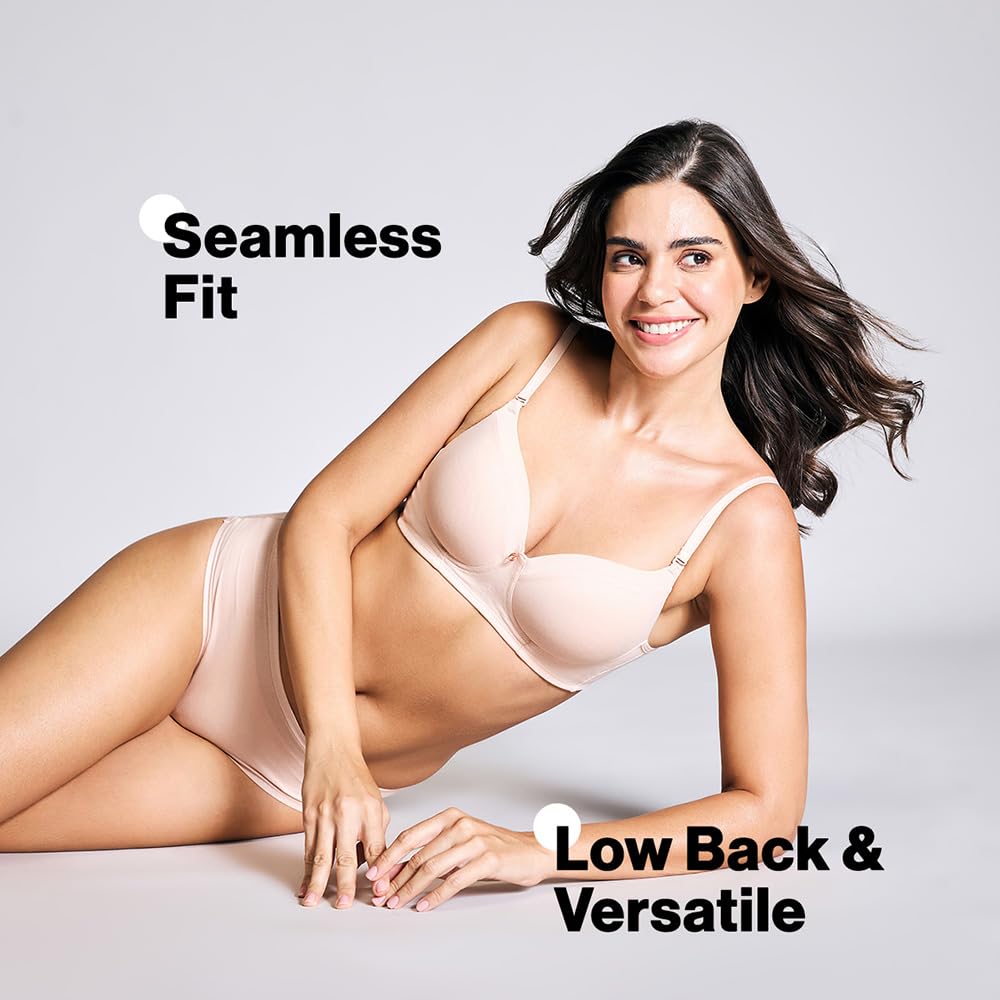 Nykd By Nykaa Iconic Low Back Party Bra For Women, Medium Coverage, Wired, Lightweight With Adjustable Straps - Nyb252, Nude, 36