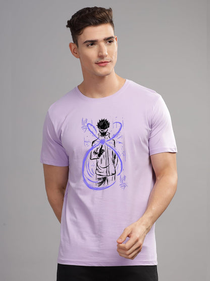 ADRO Mens Anime T Shirt - Premium Cotton Anime Gojo Tshirt - Perfect for Anime Fans Print and Comfortable Fit Purple T-Shirt|RN2