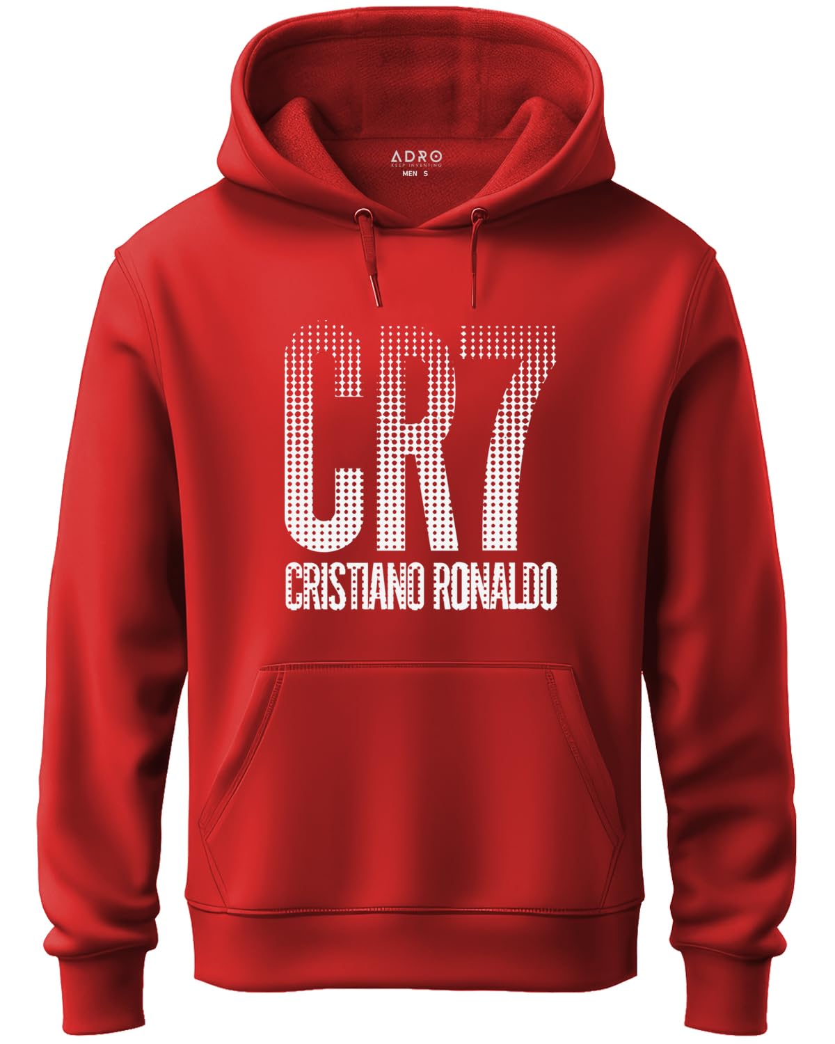 ADRO Men's Cotton Neck Hooded Sweatshirt (H20-M-CR07-RD_Red)