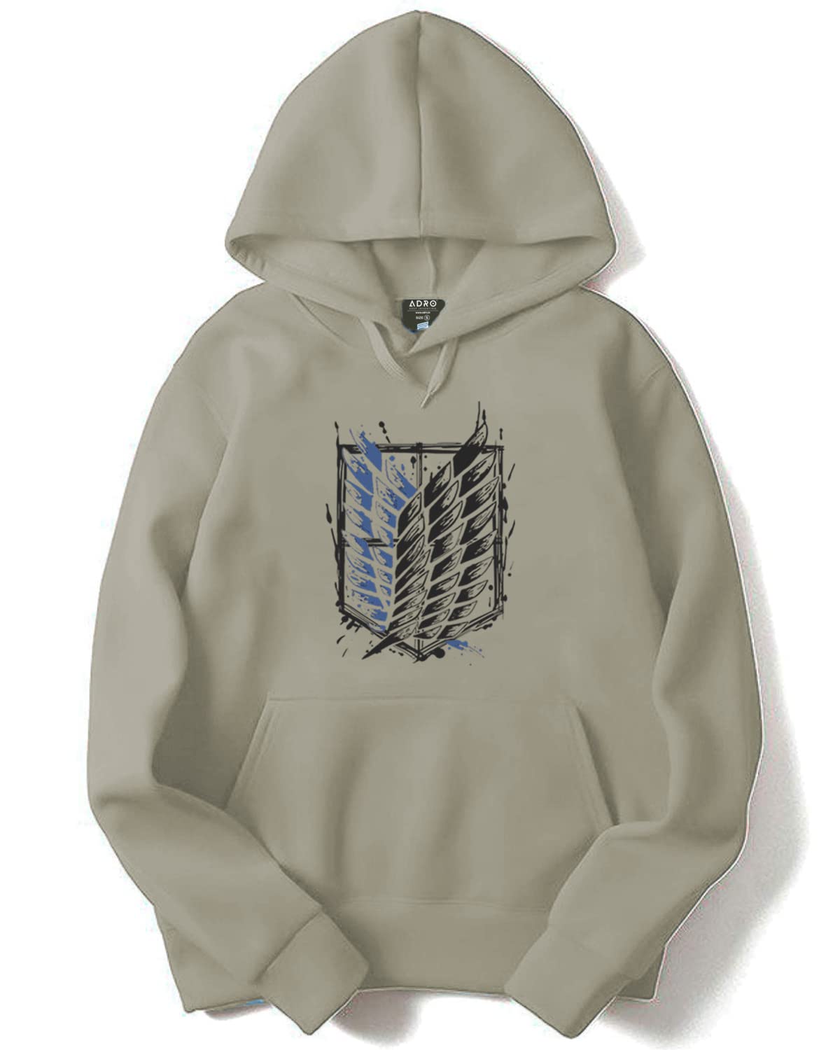 ADRO Men's Cotton Neck Hooded Sweatshirt (H22-1-WINN-CH_Beige)