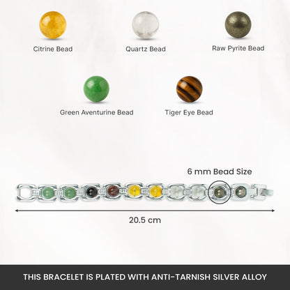 Astrotalk Metal Dhan Yog Bracelet (Silver) | Attracts Wealth & Financial Prosperity | Pyrite, Citrine, Tiger Eye, Quartz,Hematite & Aventurine Astrology Bracelet for Man & Woman | Gift for Man & Woman