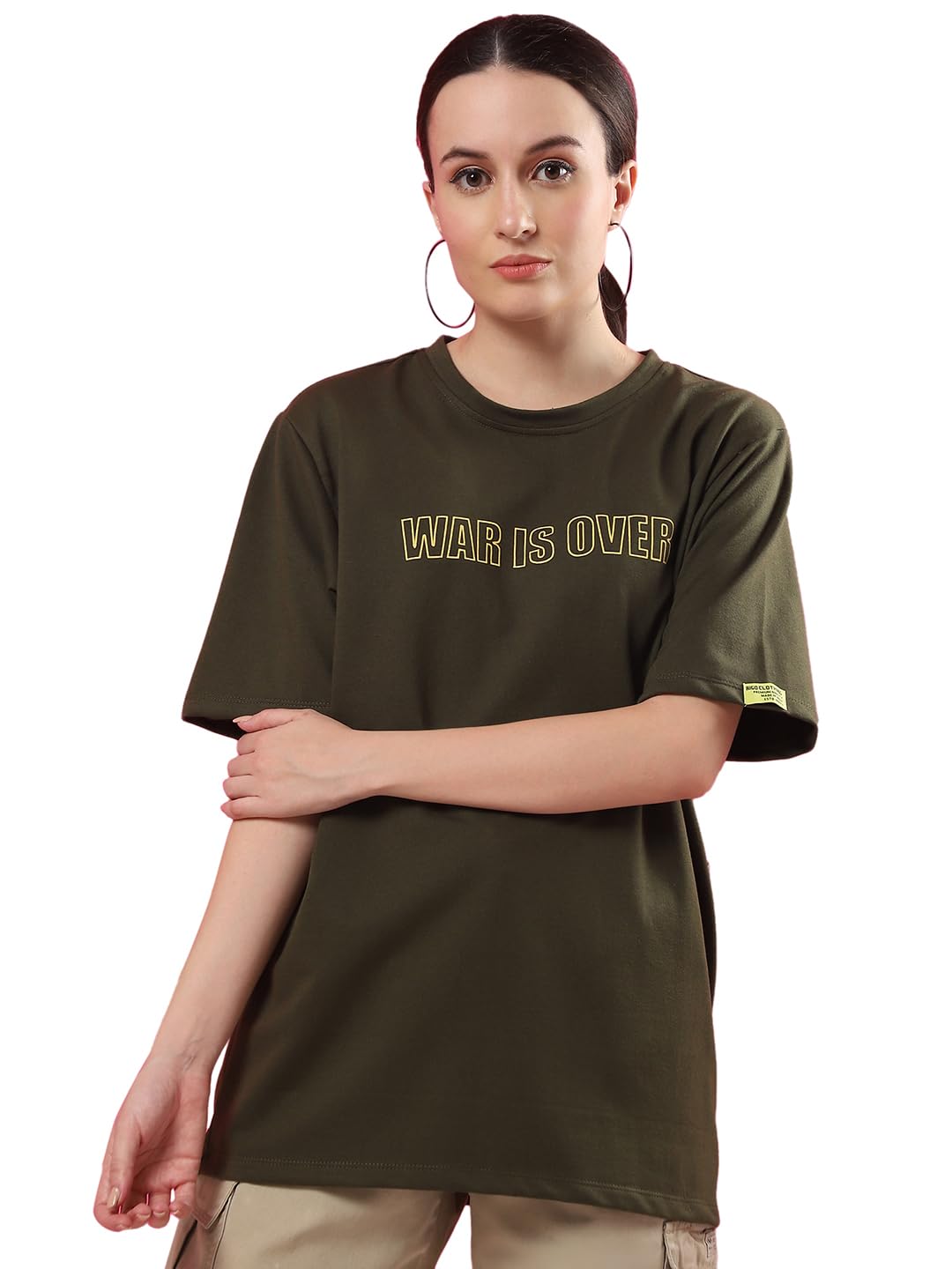 Rigo Terry Printed Oversized T-Shirt for Women | Drop Shoulder, Half Sleeves T-Shirt for Women | Oversized Baggy Fit T-Shirt for