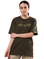 Rigo Terry Printed Oversized T-Shirt for Women | Drop Shoulder, Half Sleeves T-Shirt for Women | Oversized Baggy Fit T-Shirt for