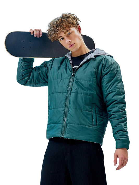 Bewakoof Mens Solid Oversized Jacket_596367_Green_XL