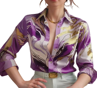 Indoprimo Satin Printed Stylish Shirt For Women
