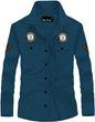 Kadiyu MenS Cotton Blend Shirt With Pockets Full Sleeves Round Collar Neck Botton Down Closure Solid Pattern Relaxed Fit And St