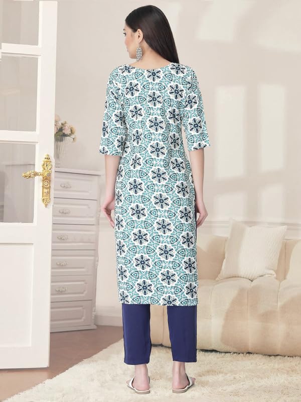 Pinkmint Kurta Set for Women Cotton Printed Straight Kurta with Pant (Pack of 1)