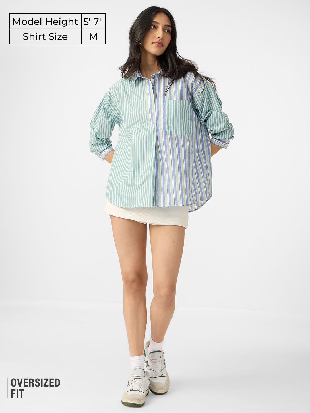 The Souled Store Stripe Shirt: Siesta Women and Girls Long Sleeves Collared Neck Button Front Cotton Blend Boyfriend Shirts
