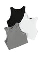Toochki Tops for Woman | Spandex Top | Crop | Short | Western | for Jeans | Sleeveless | Pack of Three | Stretchable | Black-Whi