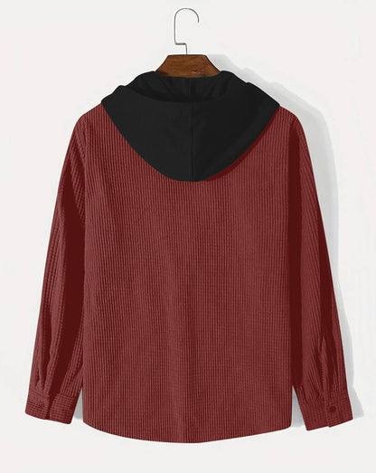 Noble Monk MenS Solid Regular Fit Shirt Wine Red Black