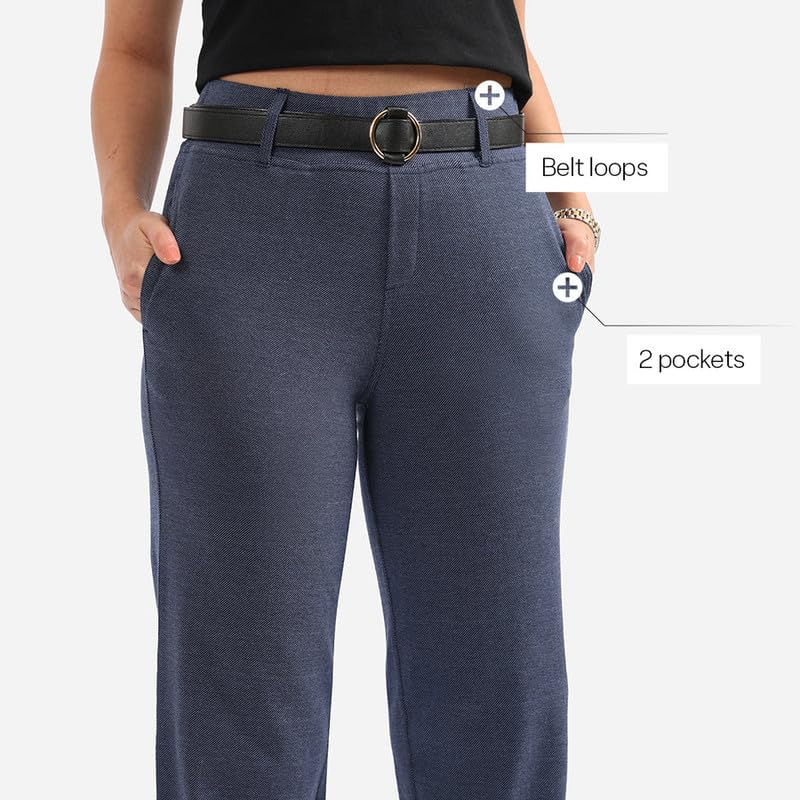 BlissClub Work-to-Wine Twill Straight Pants -Tall Above 55, Twill Pattern, Cotton Pants, Breathable and Stretchy