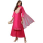 ANNI DESIGNER Women's Cotton Blend Straight Solid Kurta with Palazzo & Dupatta (with Rani)
