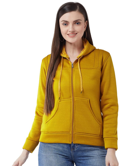 PIVL Women Solid Hooded Jacket For Winter