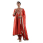Varanga Women Rust Zari & Sequins Embroidered Anarkali Kurta With Bottom & Dupatta  Elegant Ethnic Wear