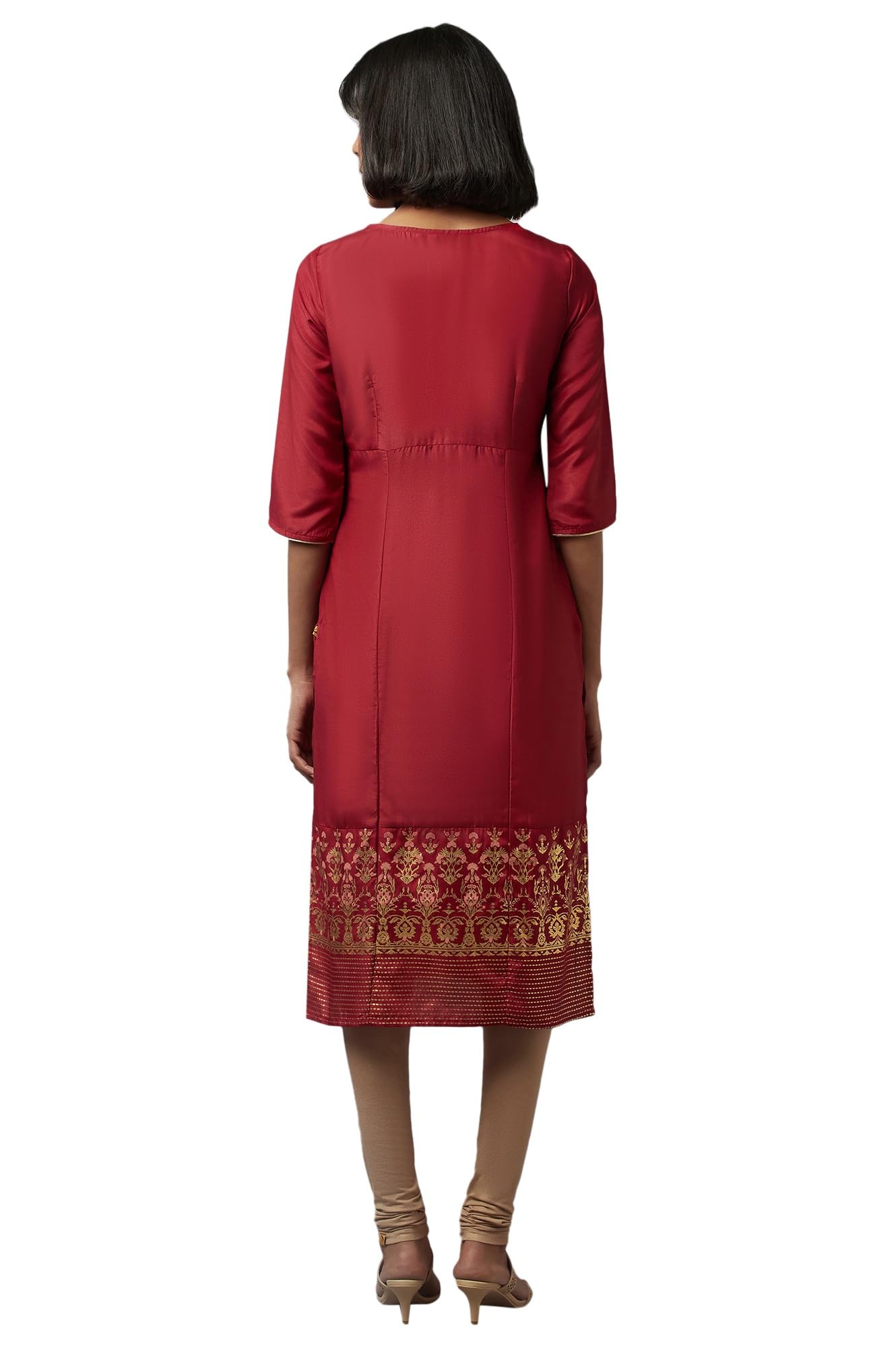 Aurelia Women's Polyester Regular Fit Floral Kurta