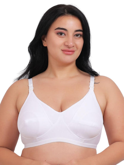 Fabme WomenS Cotton Non-Padded Wire Free Maternity Bra White
