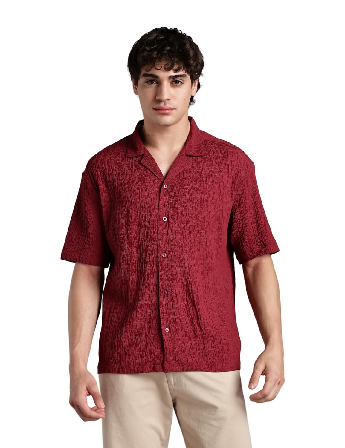 Fyltr MenS Solid Regular Fit Shirt (Fylss25Ms-1317_Pomegranate