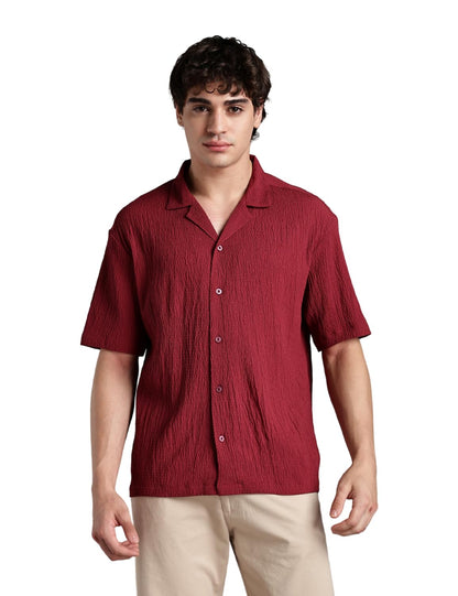 Fyltr MenS Solid Regular Fit Shirt (Fylss25Ms-1317_Pomegranate