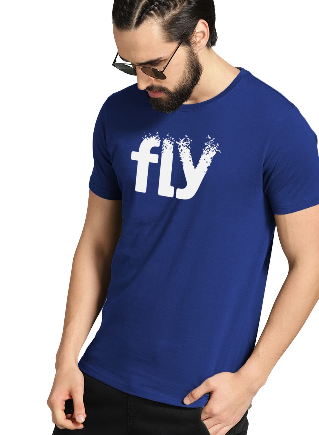 ADRO Men's Printed Cotton T-Shirt | Regular Fit | Round Neck | RNR-M-FLY-RB