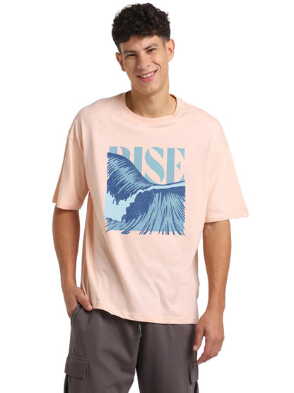 Nobero MenS Solid Oversized Fit T-Shirt (1M-Twrt-C0725_Powder Blue