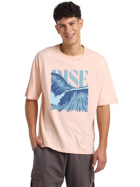 Nobero MenS Solid Oversized Fit T-Shirt (1M-Twrt-C0725_Powder Blue