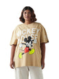 Bewakoof Heavy Duty 1.0 Offcial Disney Merchandise Mickey Womens Graphic Print Oversized Fit Half Sleeve Round Neck Terry Plus