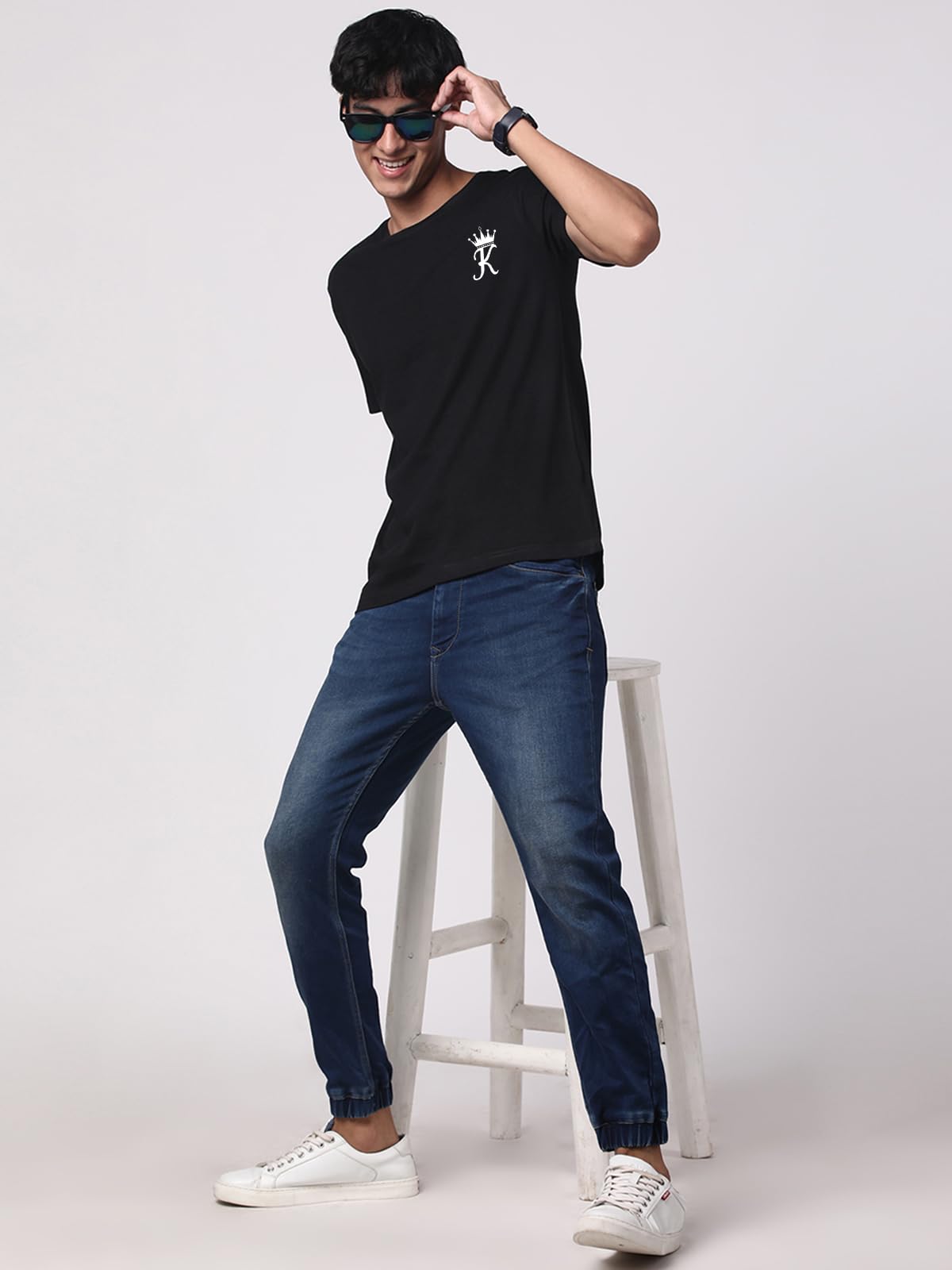 ADRO T-Shirts for MenChest Printed T-Shirt for MenCotton Tshirt for Men|RN24-STICK-KK-BL