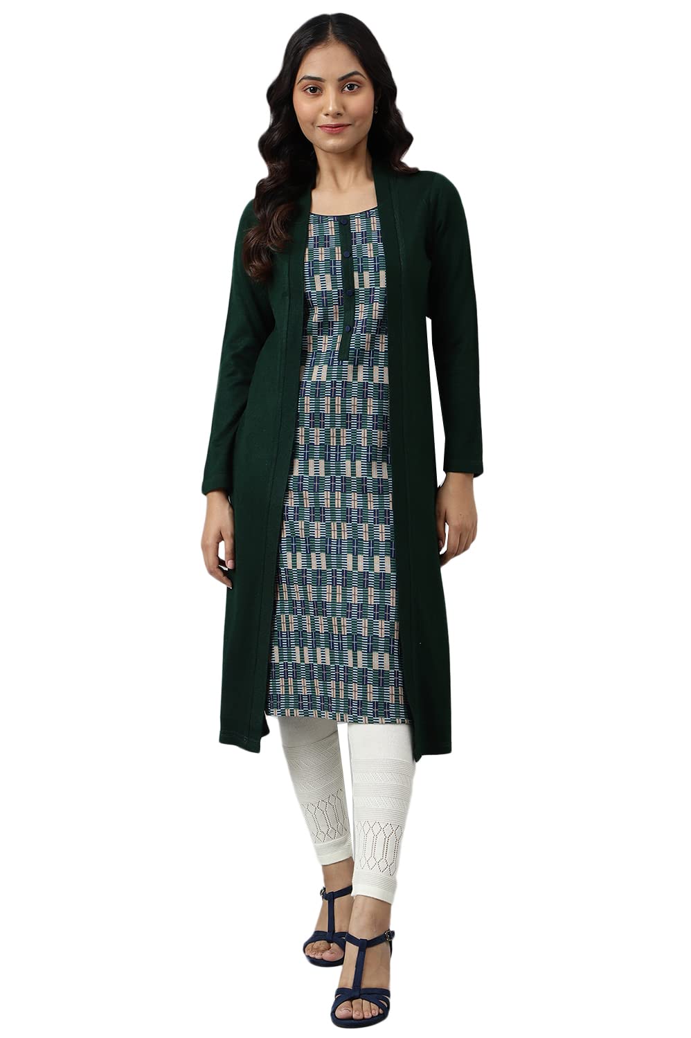 Aurelia WomenS Acrylic Regular Kurta (22Noa13741-703205_Green