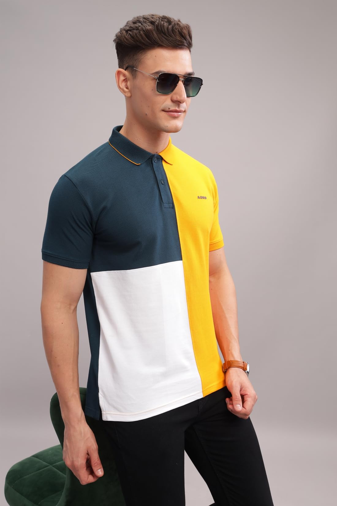 ADRO Regular Fit Polo Tshirt in 100% Cotton Multi Color Polo Also in Plus Size_PN24-L1-SBMUWH