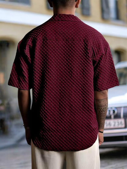 Pinkmint Bubble Textured Shirt For Men Ll Half Sleeve Stylish Button Down ShirtS Ll MenS Pocket Shirt (Pack Of 1) Maroon