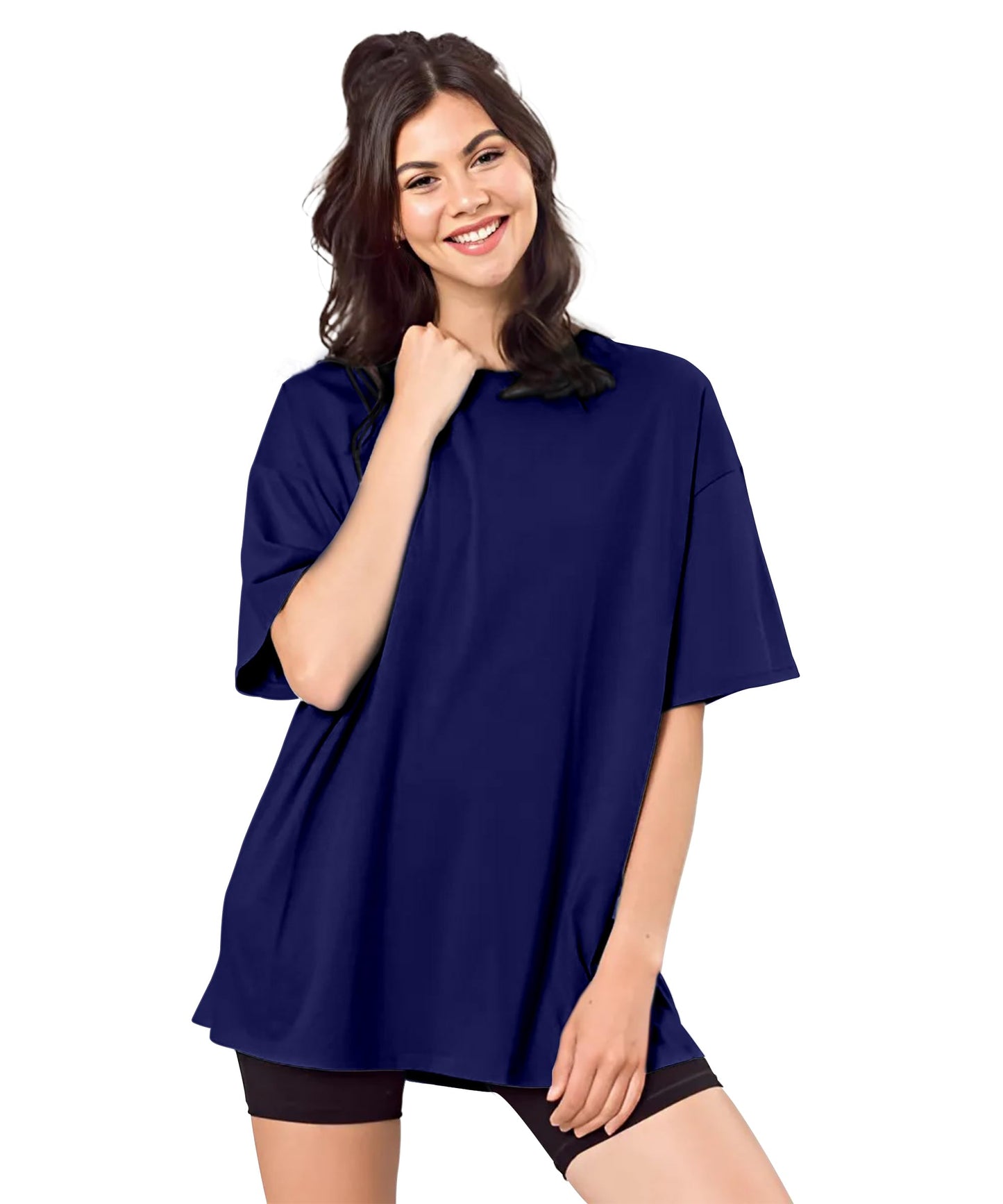SHODOX Bio-Washed Anti Bacterial 100% Pure Cotton Womens Oversized Solid T-Shirt | Cozy Soft, Less Wrinkles Loose Fit, Drop Shou