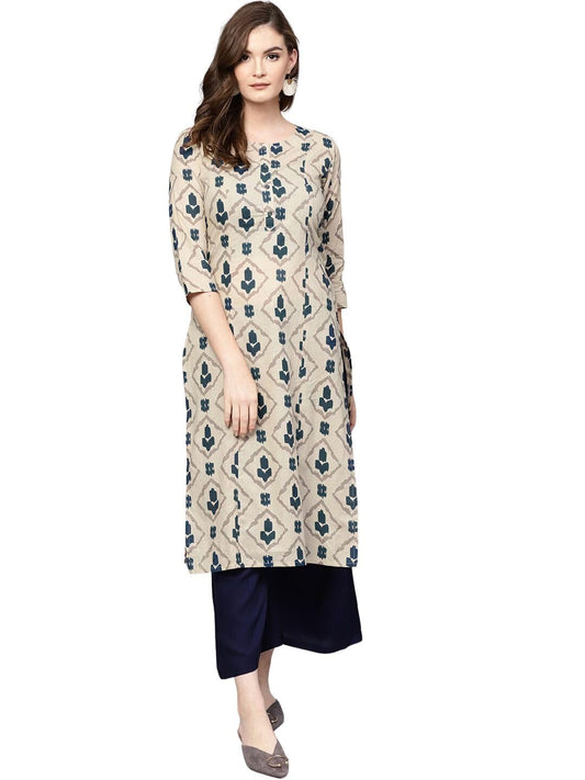 rytras Women's Cotton Printed Straight Kurta Pant Set