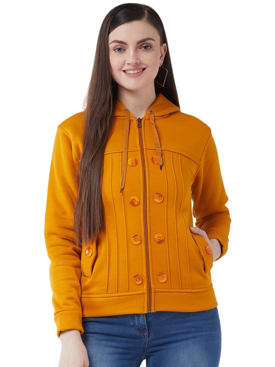 PIVL Casual Solid Full Sleeves Stylish Women Fleece Jacket with zip for winter II Zipper Hoodie II Hooded Neck II Winter Wear II