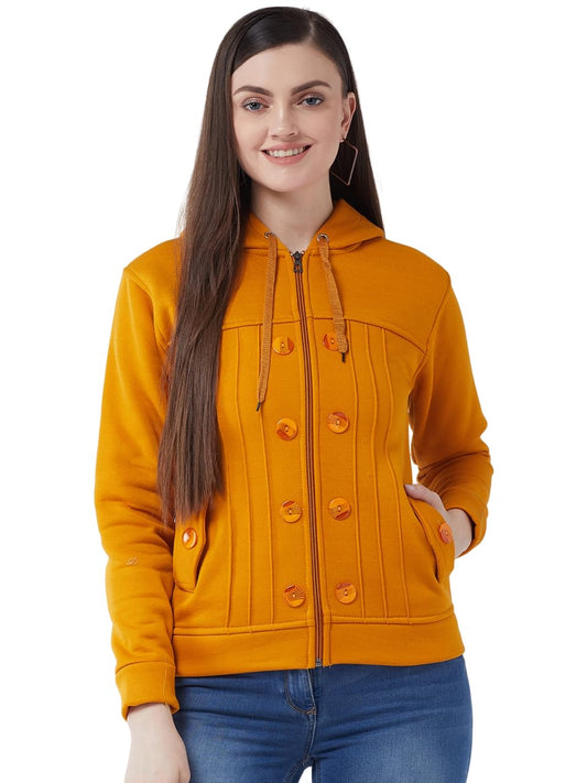 PIVL Casual Solid Full Sleeves Stylish Women Fleece Jacket with zip for winter II Zipper Hoodie II Hooded Neck II Winter Wear II