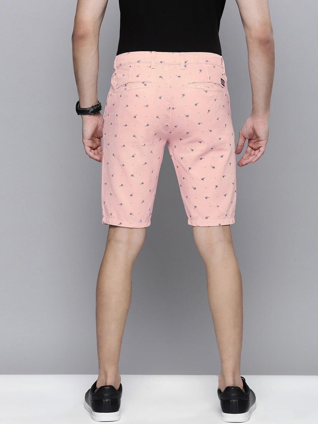 The Indian Garage Co Men Slim Fit Solid Mid-Rise Chino Shorts Silver Pink