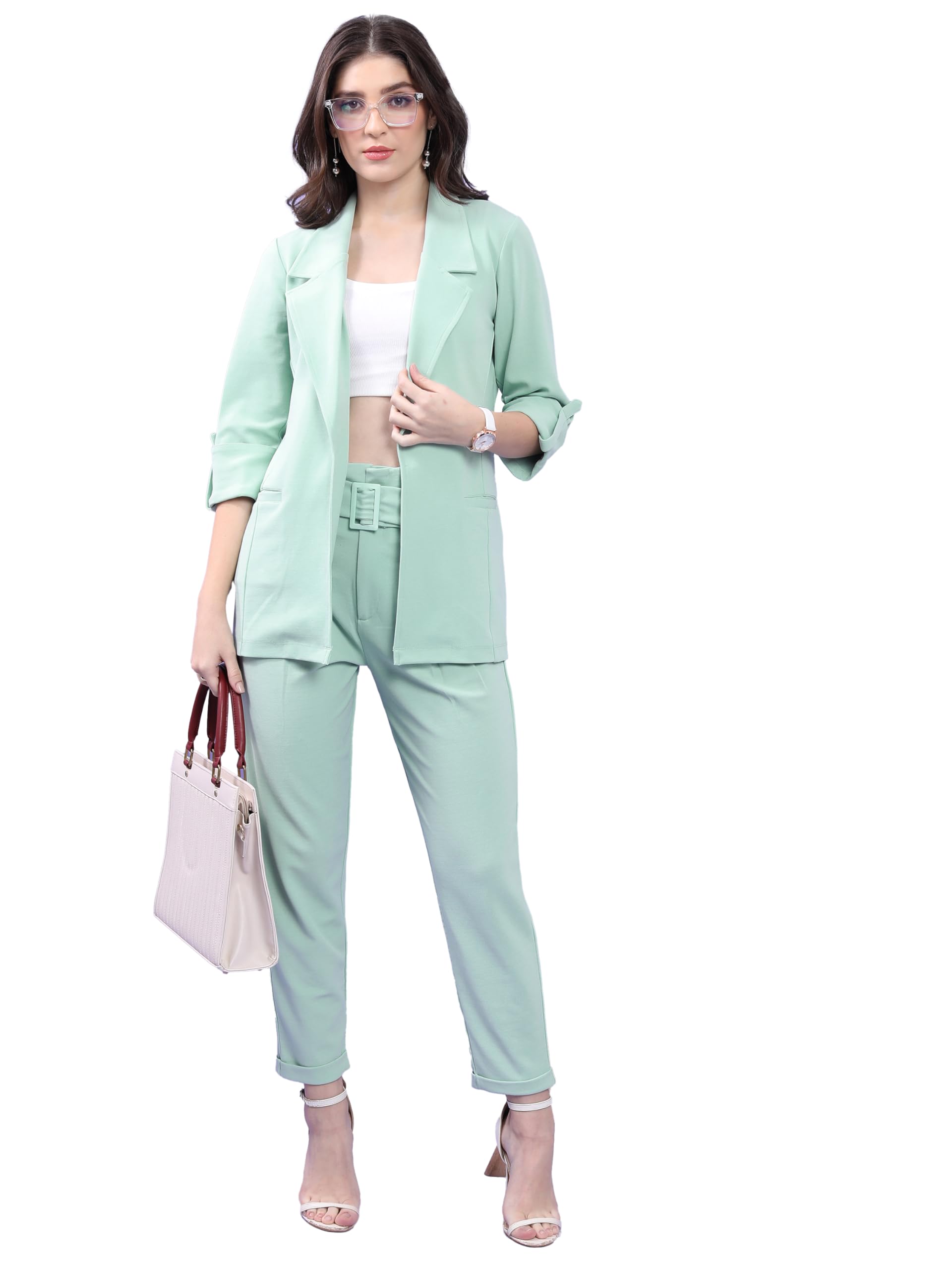 Ketch Cotton Blend Women Party Fit Green Co-Ord Set Maxi Dress (Khce000085