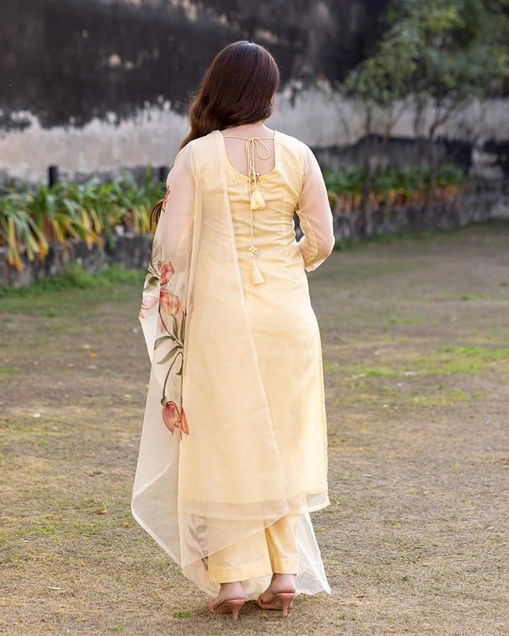 ANNI DESIGNER Chanderi Women Cotton Kurta Pant With Dupatta