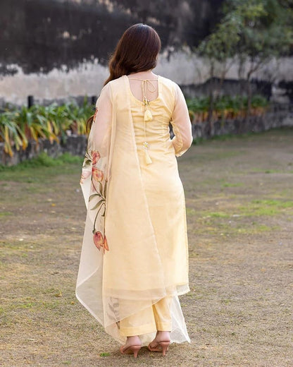 ANNI DESIGNER Chanderi Women Cotton Kurta Pant With Dupatta