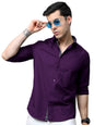 Pinkmint Cotton Soild Shirt for Men Long Sleev Spread Collar Pattern Formal Shirt, Casual Wear Light Purple