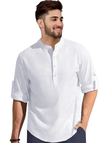 BE ACTIVE Mens Solid Linen Blend Short Kurta with Mandarin Collar || Short Kurta for Men Cotton || Stylish Short Kurta || Short