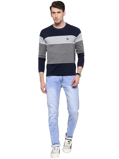 ADRO Men's Stylish Cotton Full Sleeve T-Shirt (FR3-M-4ST-NB_Navy)