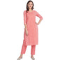 anubhutee Women's Pink Ethnic Motifs Printed Pure Cotton Straight Kurta Suit Set with Pants