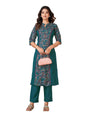 Pratham Blue WomenS Viscose Rayon Straight Kurta With Palazzos |Kurta Set For Women |Women Kurta |Women Printed Kurta Sets Kurt