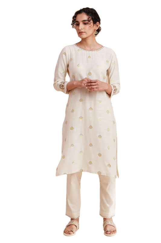 W for Woman Women Round Neck Kurta Y/D 42 L 3/4Th SLV