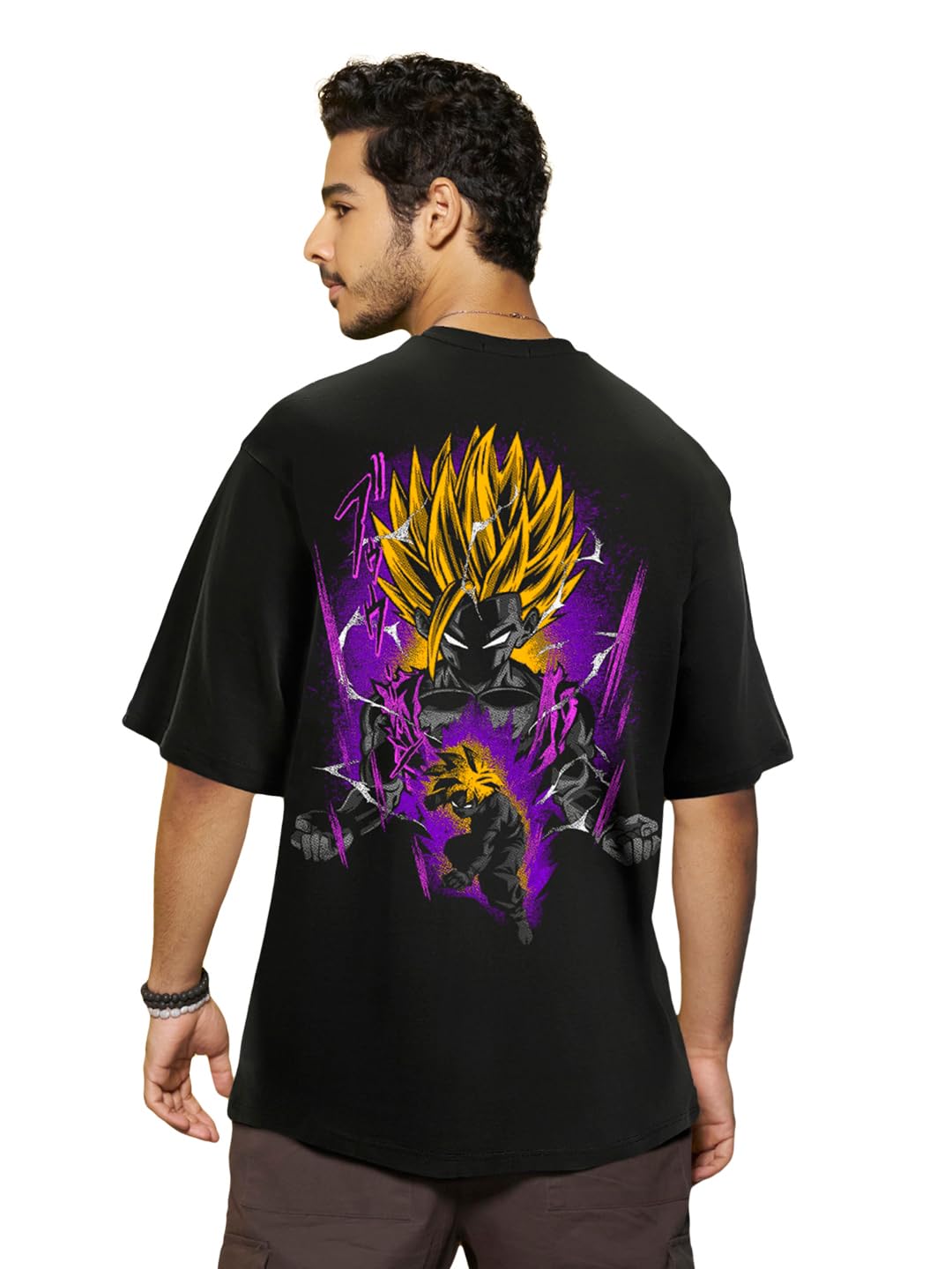 Bewakoof Mens Gohan Graphic Printed 100% Cotton T-Shirt - Oversized Fit, Round Neck, Half Sleeves